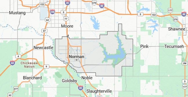 Map of Norman, Oklahoma